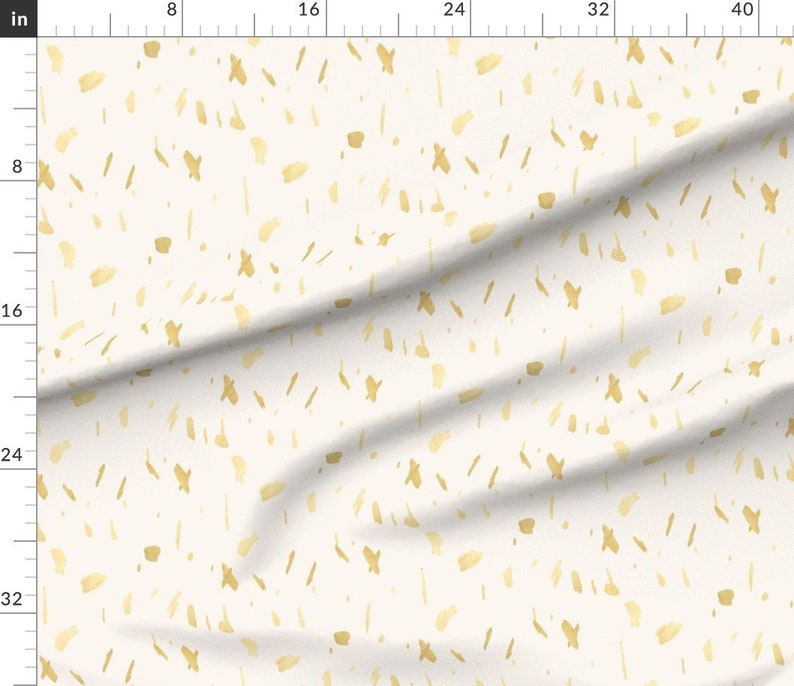 Minimalist Gold Fabric Gold Paint Blobs on Cream by Jenlats Etsy