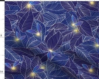 Firefly In Leaves Fabric - Fairy Lanterns By Vo_Aka_Virginiao - Firefly Night Forest Cotton Fabric By The Yard With Spoonflower