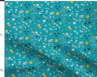 Small Scale Blue Sunshine Fabric - Summertime, And The Livin' Is Easy By Doodlena - Small Scale Cotton Fabric By The Yard With Spoonflower