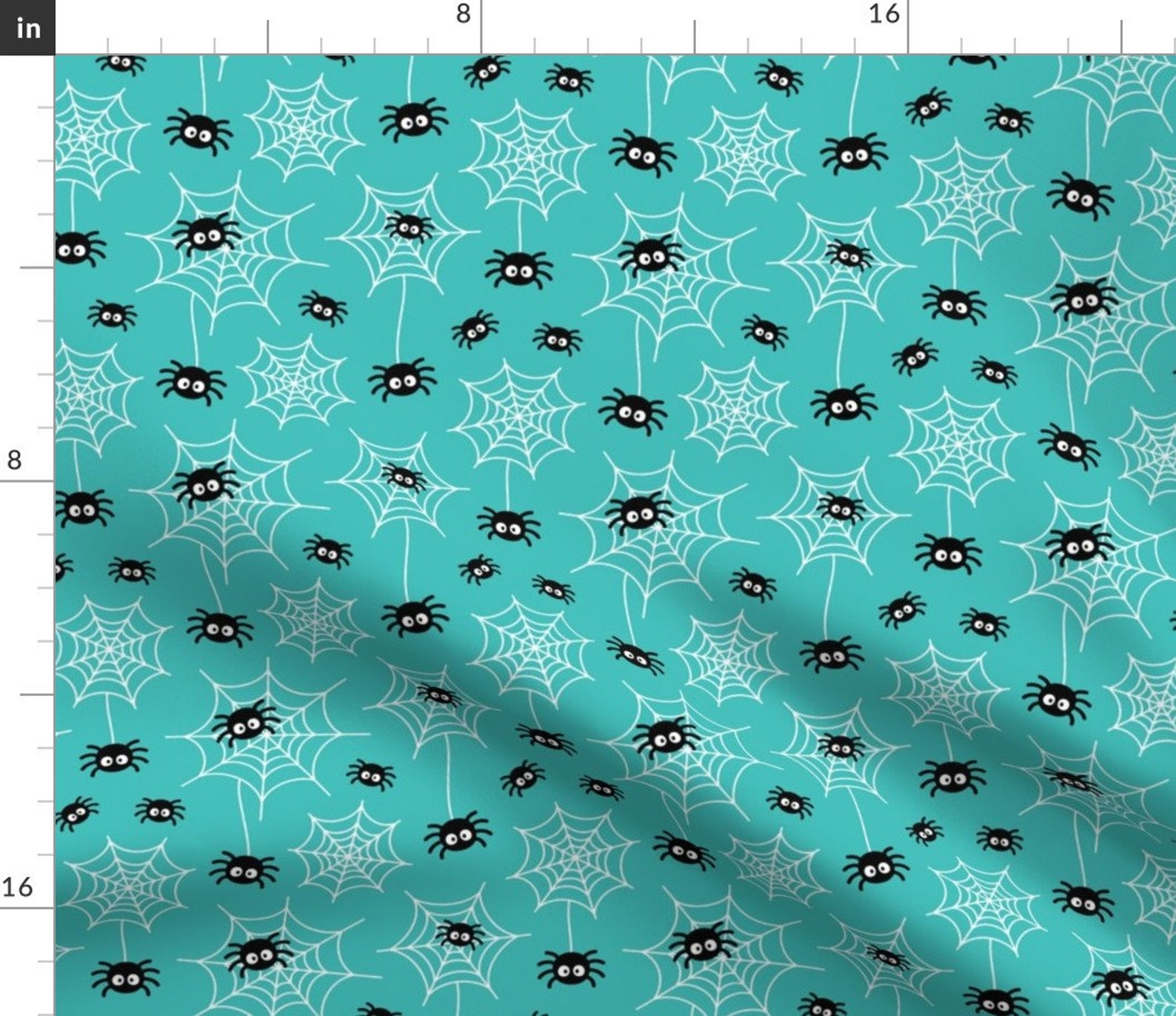 Spiders Fabric Spiders And s On Teal Blue Halloween By Etsy