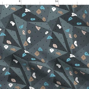 Rock Climbing Fabric - Climbing Boulders By Littlesmilemakers - Gym Abstract Geometric Blue Gray Cotton Fabric By The Yard With Spoonflower
