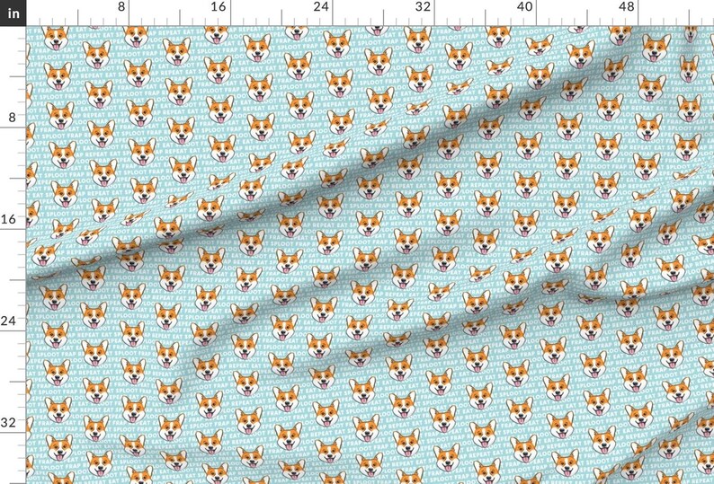 Pembroke Welsh Corgi Fabric - Corgi (Eat Sploot Frap Repeat) Blue By Littlearrowdesign - Corgi Cotton Fabric by the Yard With Spoonflower image 2