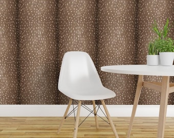 Deer Wallpaper - Silky Faux Deer Hide By Thinlinetextiles - Country Rustic Chic Axis Removable Self Adhesive Wallpaper Roll by Spoonflower