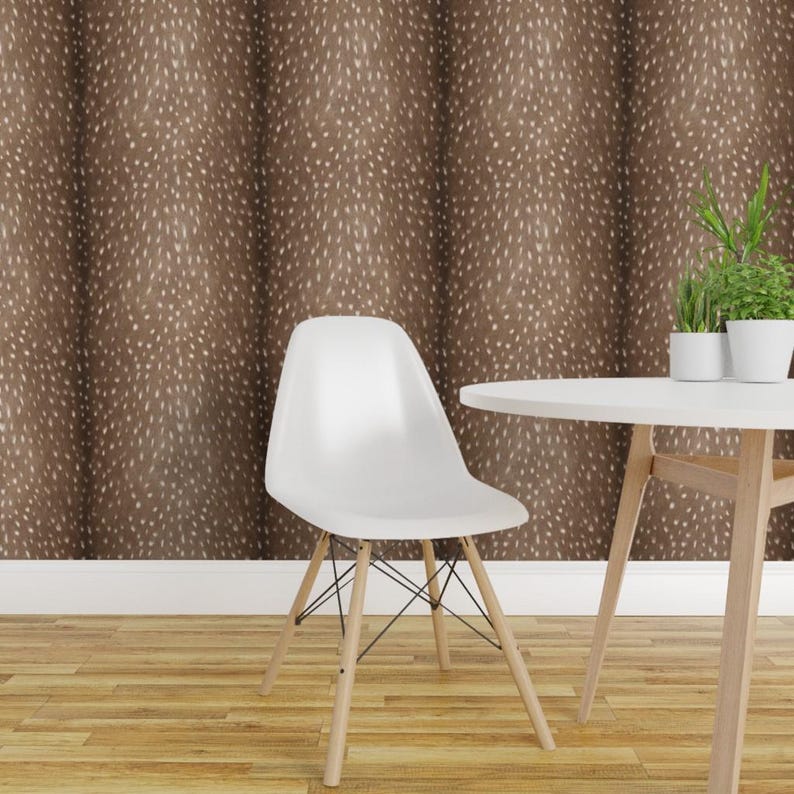 Deer Wallpaper - Silky Faux Deer Hide By Thinlinetextiles - Country Rustic Chic Axis Removable Self Adhesive Wallpaper Roll by Spoonflower image 1