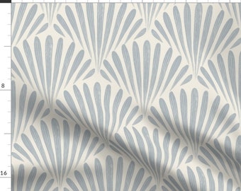 Seashell Fans Fabric - Scallop Fans by leannefriedberg - Scallop Fans Coastal Nautical French Blue Serene Fabric by the Yard by Spoonflower