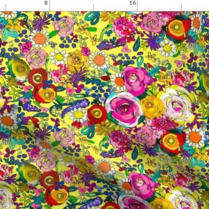 Yellow Floral Fabric - Les Fleurs Yellow By Theartwerks - Yellow Watercolor Flower Garden Summer Cotton Fabric By The Yard With Spoonflower