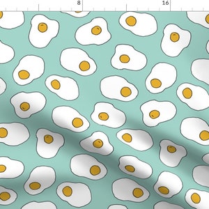 Eggs / Mint Egg Print Breakfast Food Eggs And Bacon Egg Fried Egg Custom Fabric By Andrea Lauren Cotton Fabric By The Yard with Spoonflower