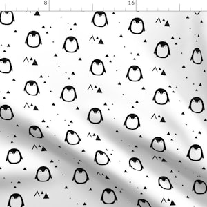 Black and White Penguin Fabric - Sleepy Penguins By Kimsa - Gender Neutral Nursery Penguins Cotton Fabric By The Yard With Spoonflower