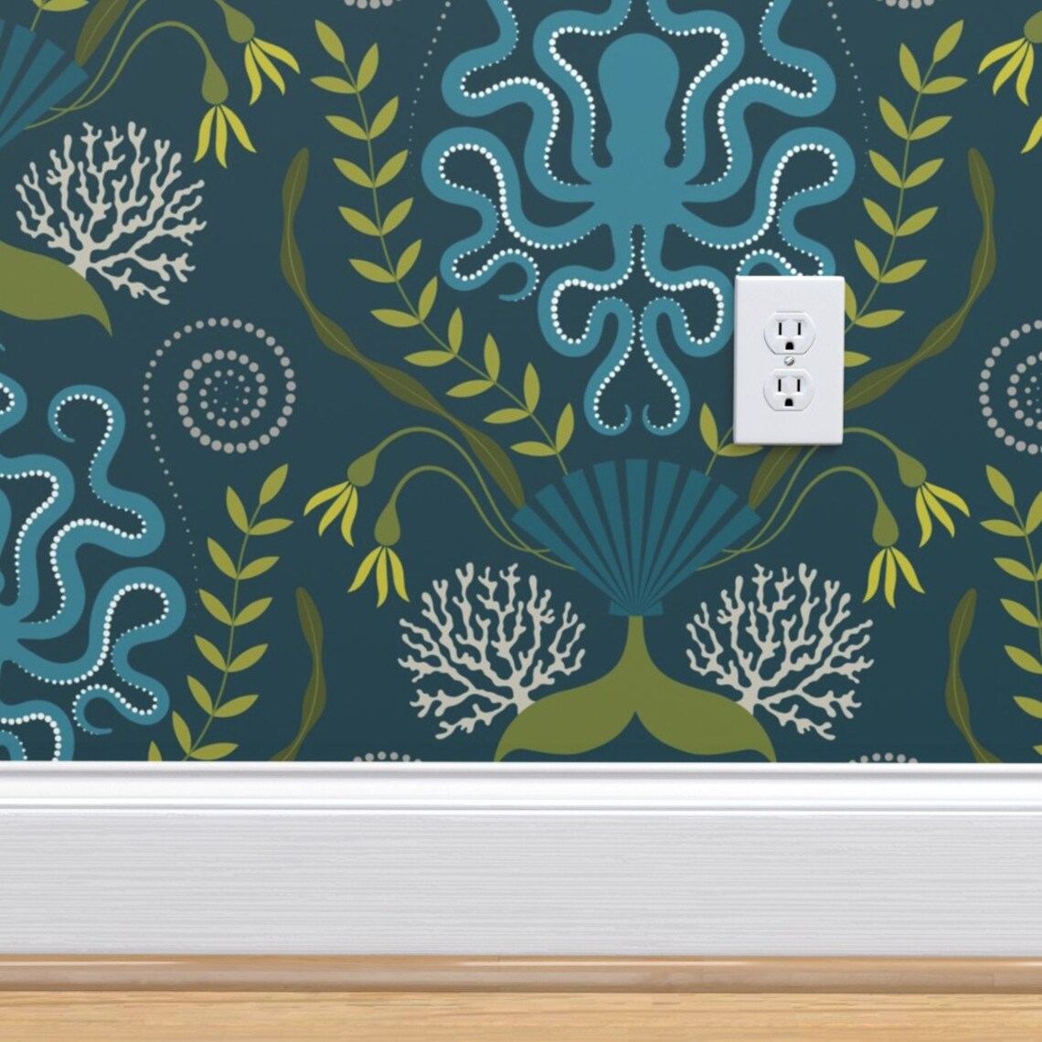 Nautical Wallpaper Navy Nautical Damask by Katerhees Etsy