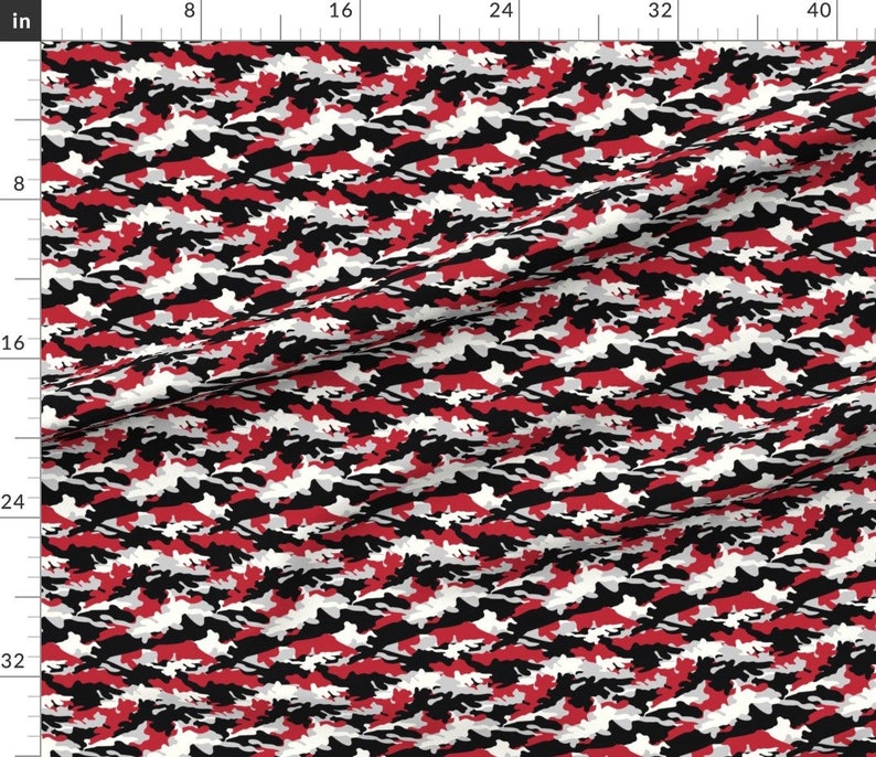 Camouflage Fabric Red and Black Camouflage by - Etsy