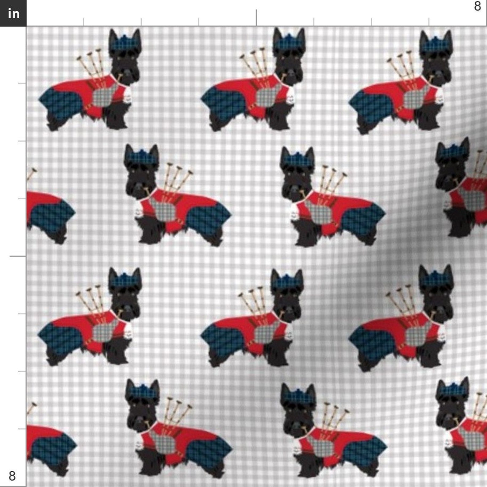 Scottie Dog Fabric Scottie Dog Bagpipes Cute Scottish Etsy