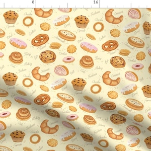 Pastries Fabric - Pastries By Sandityche - Pastries Dessert Baked Food Muffin Croissant Cookie Cotton Fabric By The Yard With Spoonflower