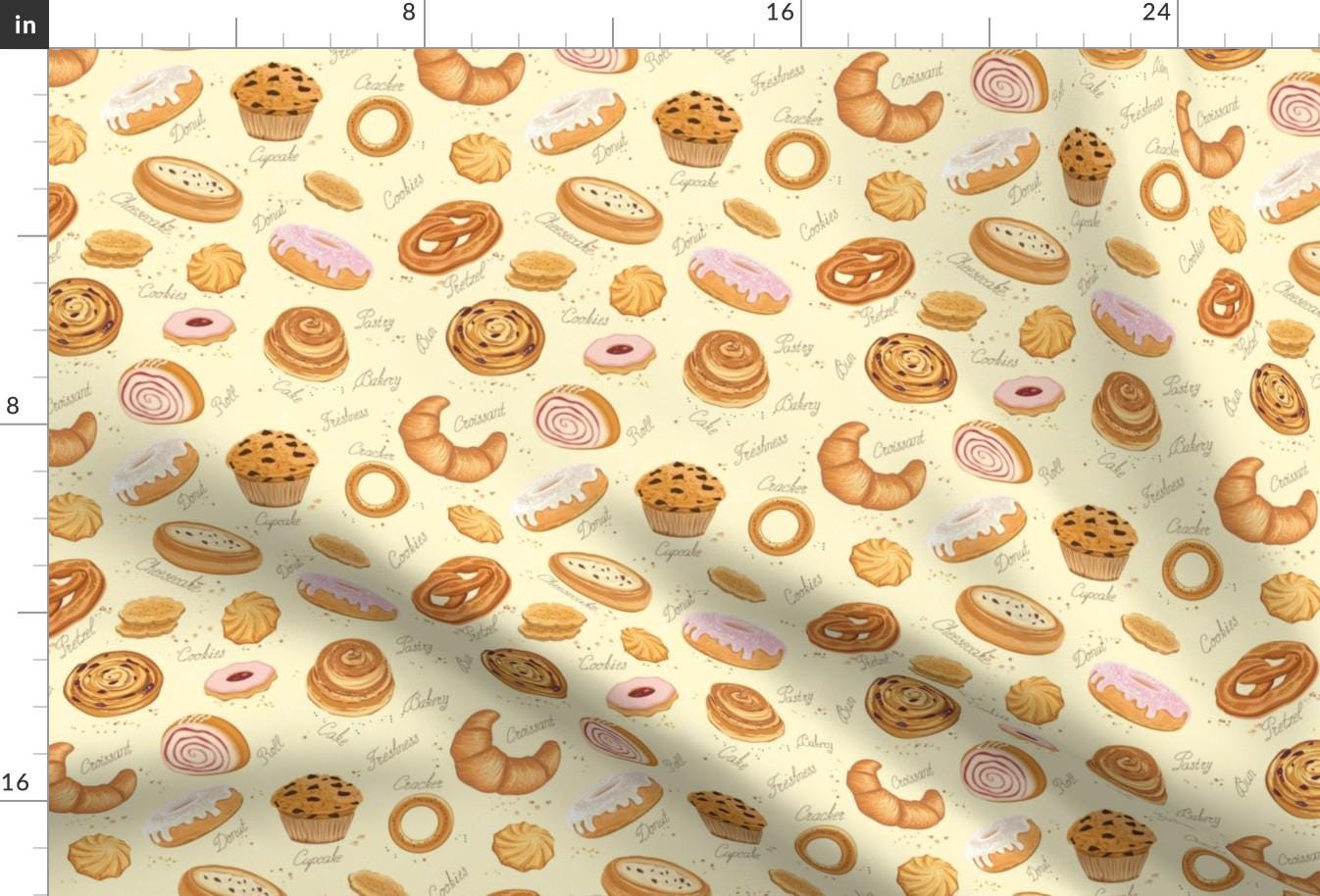 Pastries Fabric - Pastries By Sandityche - Pastries Dessert Baked Food Muffin Croissant Cookie Cotton Fabric By The Yard With Spoonflower