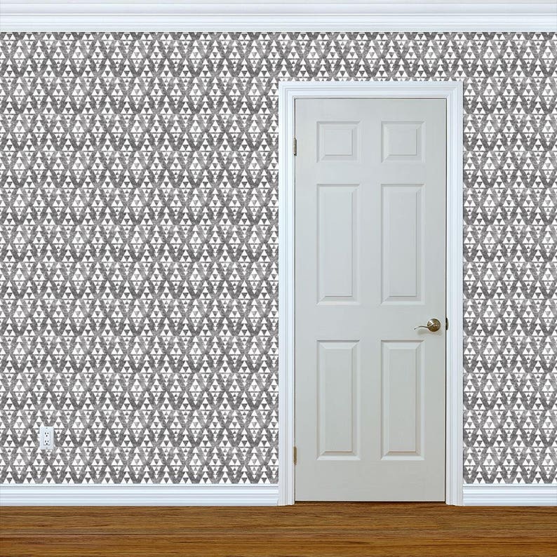 Stacked by Holli Zollinger Geometric Grunge Triangle Wallpaper Custom Printed Removable Self Adhesive Wallpaper Roll by Spoonflower