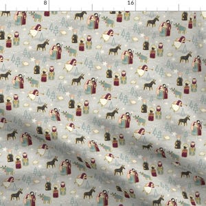 Neutral Nativity Fabric - Nativity by marketa_stengl - Star Baby Christmas Angel Small Scale Jesus Donkey  Fabric by the Yard by Spoonflower