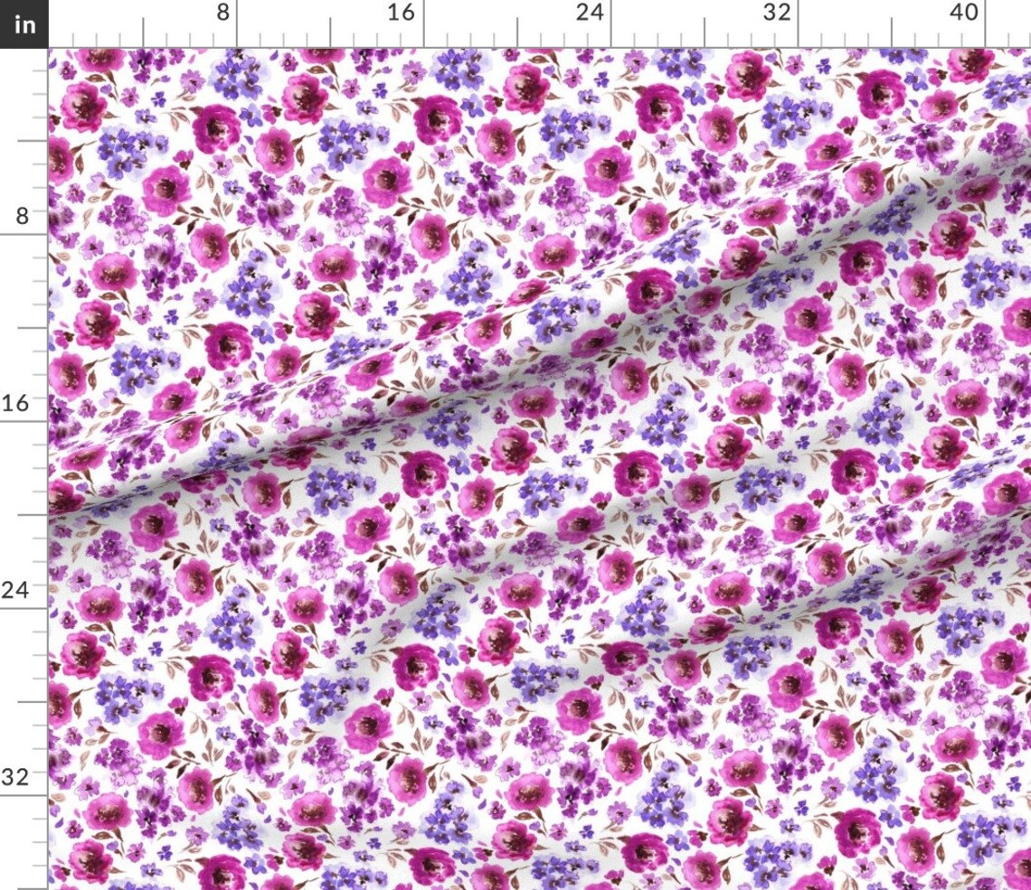 Purple and Pink Flowers Fabric Modern Lavender Magenta - Etsy