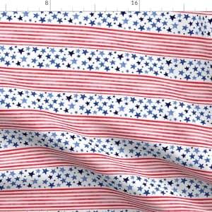 Patriotic Stars And Stripes Fabric - Red White And Blue By Hipkiddesigns - Patriotic July 4th Cotton Fabric By The Yard With Spoonflower