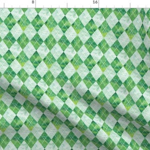 Green Argyle Fabric - Argyle Watercolor Green By Littlearrowdesign - Argyle Kelly Green Cotton Fabric By The Yard With Spoonflower
