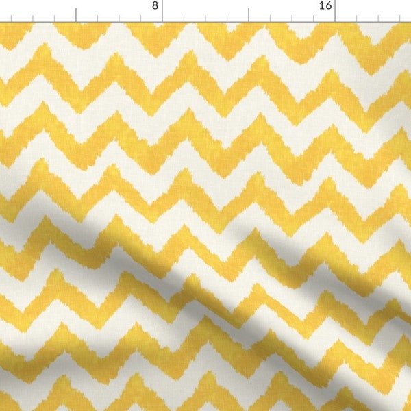 Yellow Chevron Fabric - Lemon And Linen Watercolor Ikat Chevron By Willowlanetextiles - Pillows Cotton Fabric By The Yard With Spoonflower