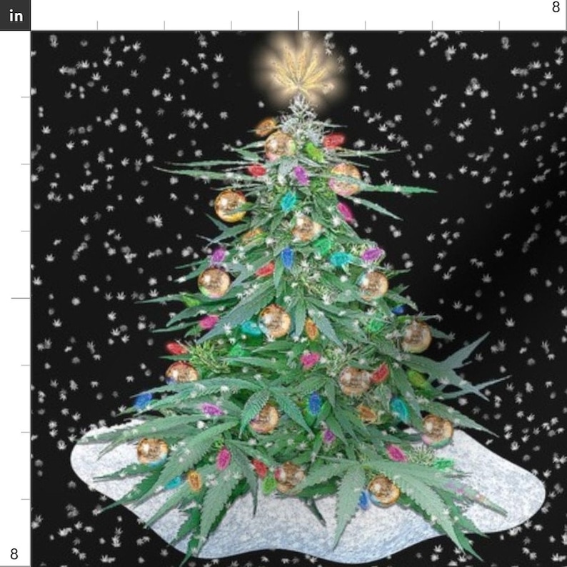 Marijuana Christmas Fabric Cannabis Xmas Tree 8x8 by Etsy