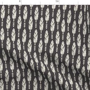 Boho Feather Fabric - Bohemian Princess - Feathers - Gray Ivory By Bohemiangypsyjane - Southwest Cotton Fabric By The Yard With Spoonflower
