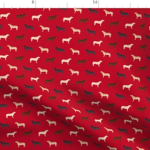 Labradors On Red Fabric - Labrador Retriever Dog Fabric - Red By Petfriendly - Labrador Dogs Red Cotton Fabric By The Yard With Spoonflower