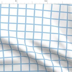 Blue and White Grid Fabric - Grid Blue On White By Sylviaoh - Blue and White Grid Cotton Fabric By The Yard With Spoonflower