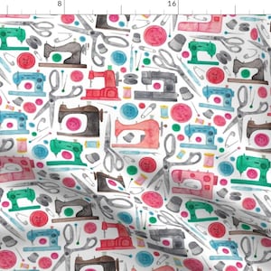 Sewing Notions Fabric - Sewing Pattern By Elena O&#39;Neill Illustration - Crafter Sewist Quilting Cotton Fabric By The Yard With Spoonflower