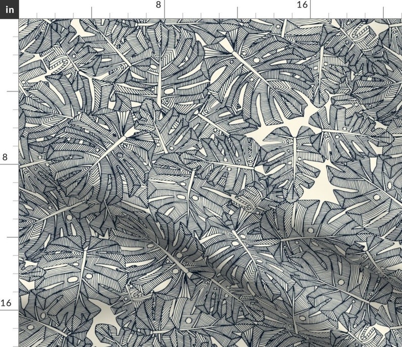 Swiss Cheese Plant Fabric Monstera Leaves Pearl by Scrummy Etsy