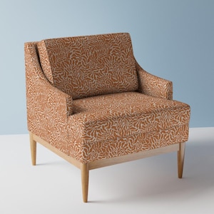 Abstrakt botaniskt möbeltyg - Abundance av beshkakueser - Rost Havregrynsfärgade Vågiga Löv Modernt Boho-tyg i metervara med Spoonflower