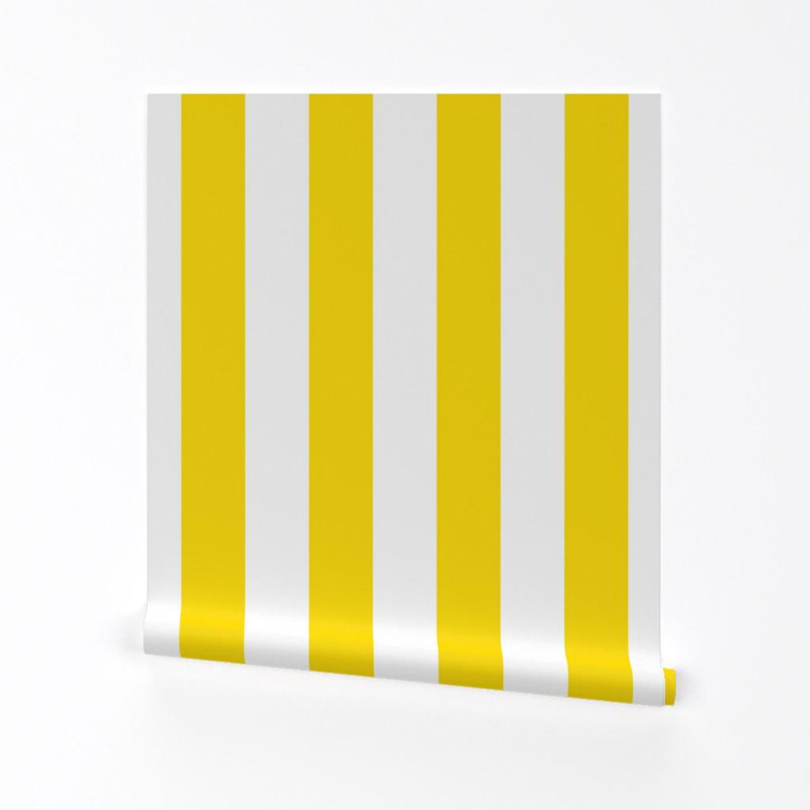 Preppy Yellow Stripe Removable Peel and Stick Wallpaper - Lemon Yellow ...