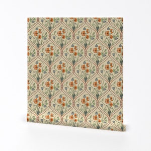 Vintage Botanical Wallpaper - Art Nouveau Poppies by paula_ohreen_designs - Ogee Nouveau Removable Peel and Stick Wallpaper by Spoonflower