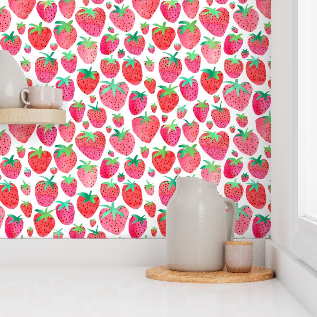 Strawberry Wallpaper - Watercolor Strawberries by Emmaallardsmith ...