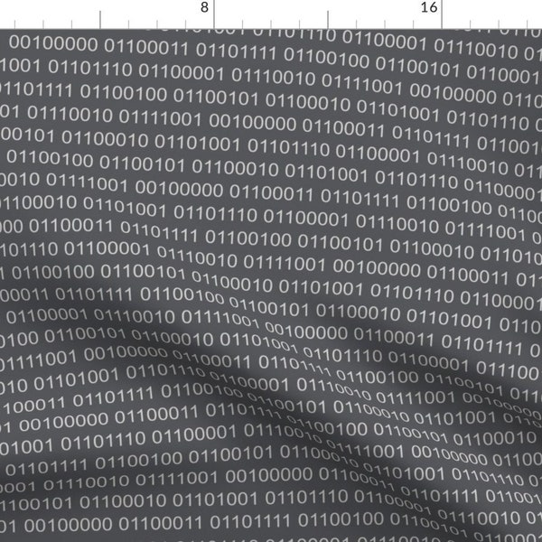 Binary Fabric - Binary Code Grey By Themadcraftduckie - Computer Science Coder Engineer Hacker Cotton Fabric By The Yard With Spoonflower