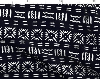 Black and White Mud Cloth Fabric - Mudcloth In Black By Willowlanetextiles - Tribal Cotton Fabric By The Yard With Spoonflower