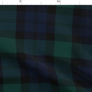 Green Blue Tartan Upholstery Fabric- Blackwatch Tartan by peacoquettedesigns - Winter Plaid Scottish Fabric By The Yard With Spoonflower image 2