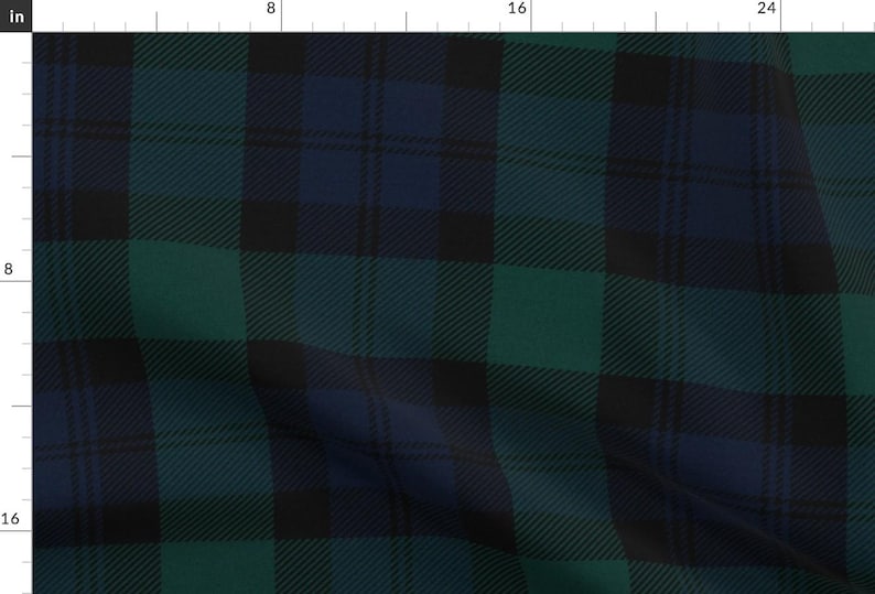 Green Blue Tartan Upholstery Fabric- Blackwatch Tartan by peacoquettedesigns - Winter Plaid Scottish Fabric By The Yard With Spoonflower image 2