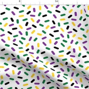 Mardi Gras Fabric - Mardi Gras Sprinkle By Charlottewinter - White Yellow Purple Green Party Cotton Fabric By The Yard With Spoonflower