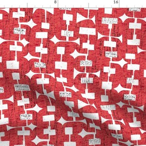 Mid Century Modern Fabric - Syncopation Red By Ottomanbrim - Vintage Geometric Retro Mod Abstract Cotton Fabric By The Yard With Spoonflower