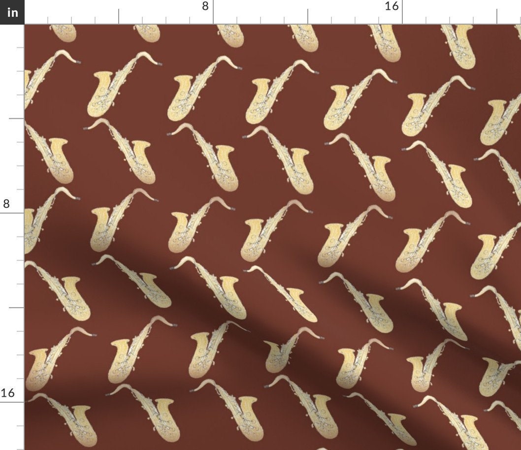 Saxophones Fabric Tenor Alto Saxophone Rust Brown Musician Etsy