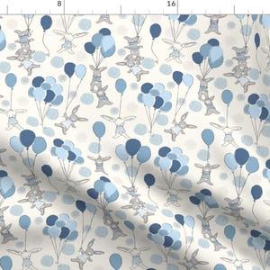 Baby Boy Blue Nursery Fabric - Funny Bunny Love A Float Blue By Stacyiesthsu -Blue Bunny Baby Boy Cotton Fabric By The Yard With Spoonflower