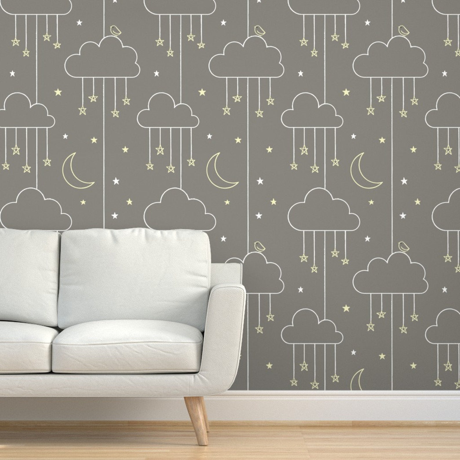 Nursery Clouds Wallpaper Sweet Dreams Chalky by Lellobird Etsy