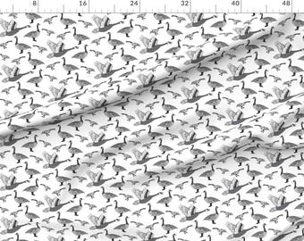 Canadian Geese Fabric Geese By Lprspr Flying Birds Black and White  Nature Goose Cotton Fabric By The Yard With Spoonflower