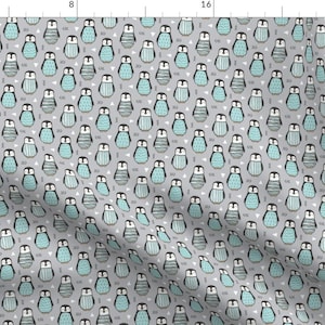 Penguin Fabric - Penguins Sweater Geometric And Triangles Gray Small By Caja Design - Penguin Cotton Fabric By The Yard With Spoonflower