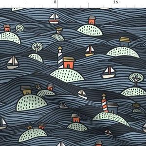 Lake Fabric - Islands On The Lake By Amy Maccready - Bold Graphic Kids Toddler River Pond Lake Cotton Fabric By The Yard With Spoonflower