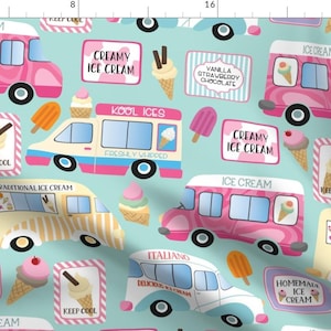 Ice Cream Truck Fabric - Who Loves Ice Cream  by mandykippax - Ice Cream Cone Popsicles Chocolate Vanilla Fabric by the Yard by Spoonflower