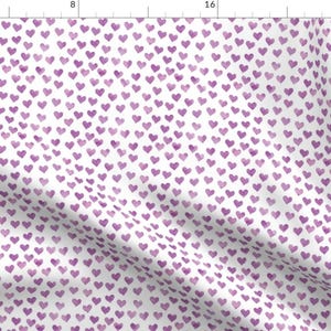 Purple Hearts Fabric - Watercolor Hearts In Purple By Littlearrowdesign - Purple Valentine Cotton Fabric By The Yard With Spoonflower