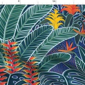 Bright Monstera Leaf Fabric - Tropical Night By Patricia Lima - Moody Jungle Island Rainforest Cotton Fabric By The Yard With Spoonflower