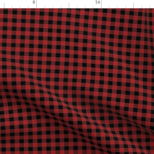 Buffalo Check Fabric - Tiny Buffalo Check Red and Black By Sugarfresh - Red Buffalo Check Cotton Fabric By The Yard With Spoonflower