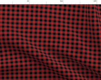 Buffalo Check Fabric - Tiny Buffalo Check Red and Black By Sugarfresh - Red Buffalo Check Cotton Fabric By The Yard With Spoonflower